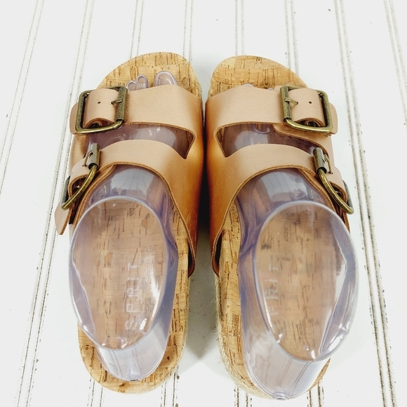 NEW Esprit Brielle Womens Metallic Tan Buckle Slip On Flat Summer Sandals M45 - Picture 6 of 10